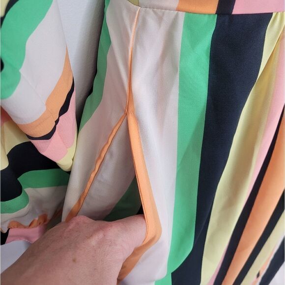 ASOS dress long sleeve wrap polyester maxi in‎ stripe 4 - Picture 6 of 11